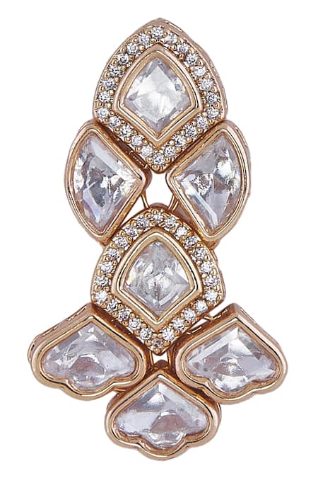 Buy Nazaakat By Samara Singh Gold Plated Stones And White Embellished Jewellery Set Buy_Nazaakat By Samara Singh_Gold Plated Stones And White Embellished Jewellery Set