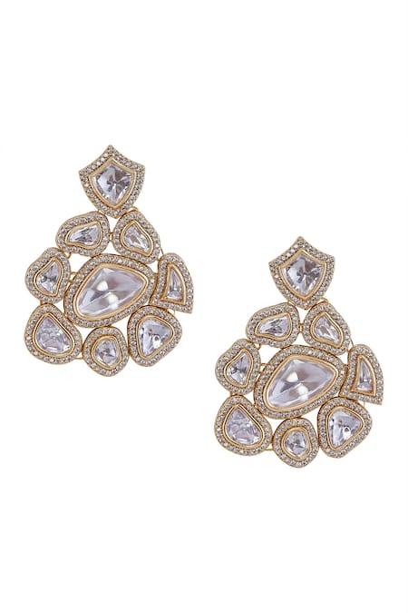 Buy_Nazaakat By Samara Singh_White Stones Gold And Embellished Jewellery Set _Online_at_Aza_Fashions