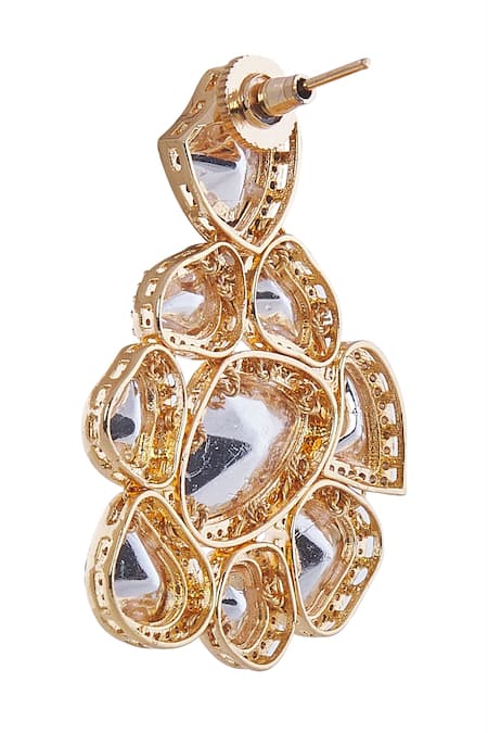 Shop_Nazaakat By Samara Singh_White Stones Gold And Embellished Jewellery Set _Online_at_Aza_Fashions