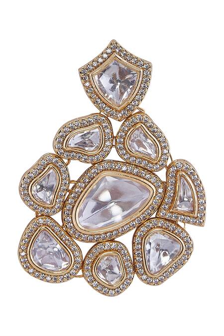 Nazaakat By Samara Singh_White Stones Gold And Embellished Jewellery Set _at_Aza_Fashions