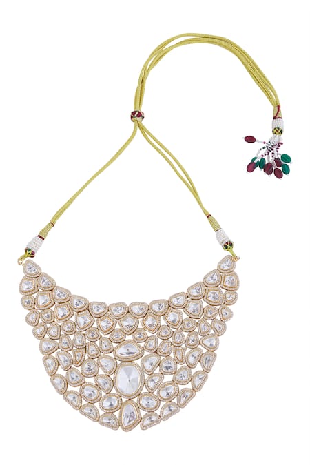 Buy_Nazaakat By Samara Singh_White Stones Gold And Embellished Jewellery Set 