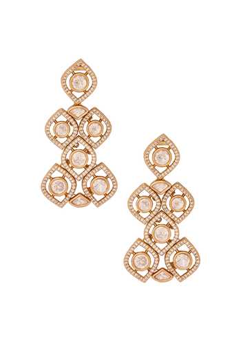 Buy_Nazaakat By Samara Singh_White Stones And Gold Decorative Jewellery Set _Online_at_Aza_Fashions