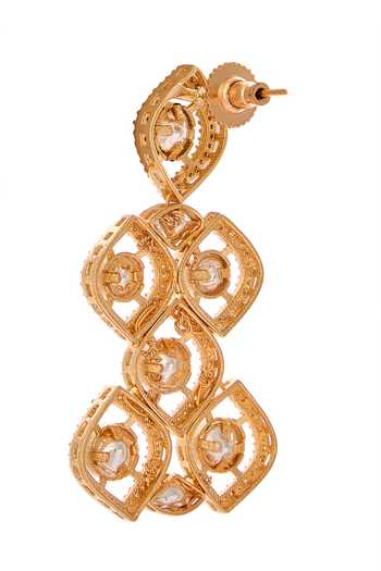 Shop_Nazaakat By Samara Singh_White Stones And Gold Decorative Jewellery Set _Online_at_Aza_Fashions