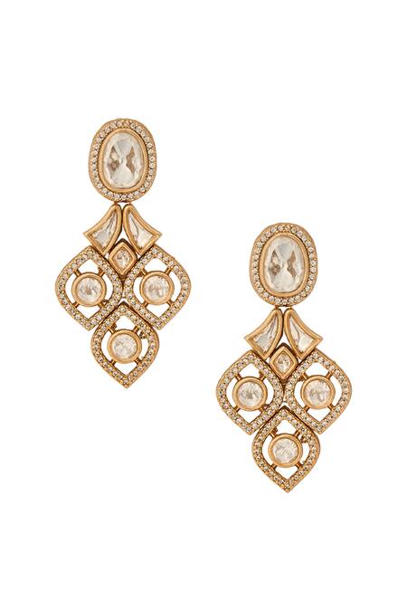 Buy_Nazaakat By Samara Singh_Gold Plated Diamonds, Stones Brass Jewellery Set _Online_at_Aza_Fashions