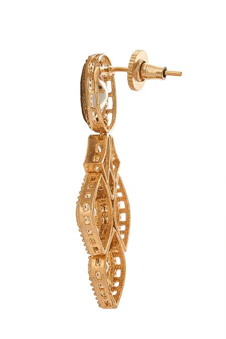 Shop_Nazaakat By Samara Singh_Gold Plated Diamonds, Stones Brass Jewellery Set _Online_at_Aza_Fashions