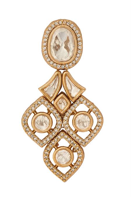 Nazaakat By Samara Singh_Gold Plated Diamonds, Stones Brass Jewellery Set _at_Aza_Fashions
