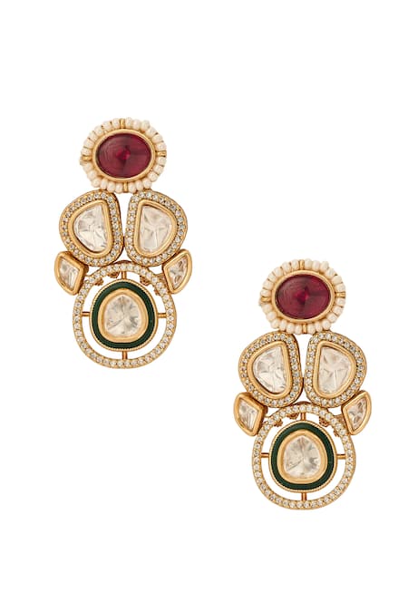 Buy Nazaakat By Samara Singh Red Brass And Green Stone Embellished Jewellery Set Online at Aza Fashions Buy_Nazaakat By Samara Singh_Red Brass And Green Stone Embellished Jewellery Set _Online_at_Aza_Fashions