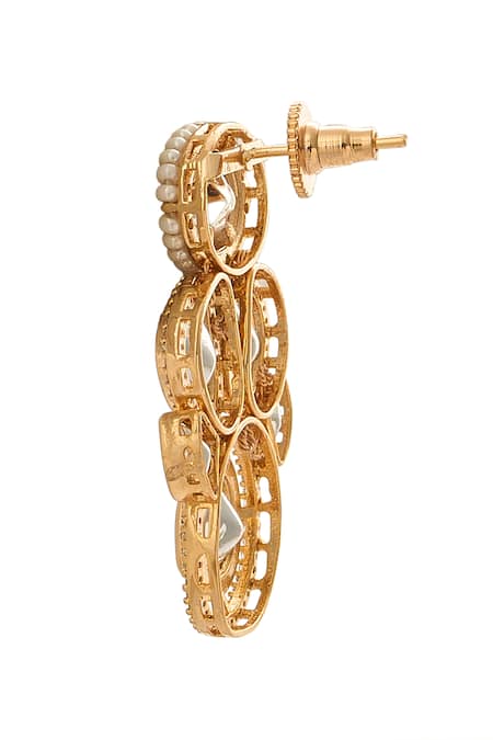 Shop_Nazaakat By Samara Singh_Green Stones, Pearls Traditional Brass Jewellery Set _Online_at_Aza_Fashions