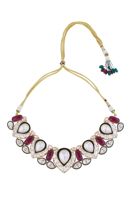 Buy_Nazaakat By Samara Singh_Red Stones And Gold Necklace Set _Online_at_Aza_Fashions