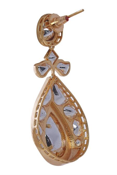 Shop_Nazaakat By Samara Singh_Red Stones And Gold Necklace Set _Online_at_Aza_Fashions