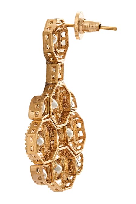 Shop Nazaakat By Samara Singh White Stones Gold And Brass Jewellery Set Online at Aza Fashions Shop_Nazaakat By Samara Singh_White Stones Gold And Brass Jewellery Set _Online_at_Aza_Fashions