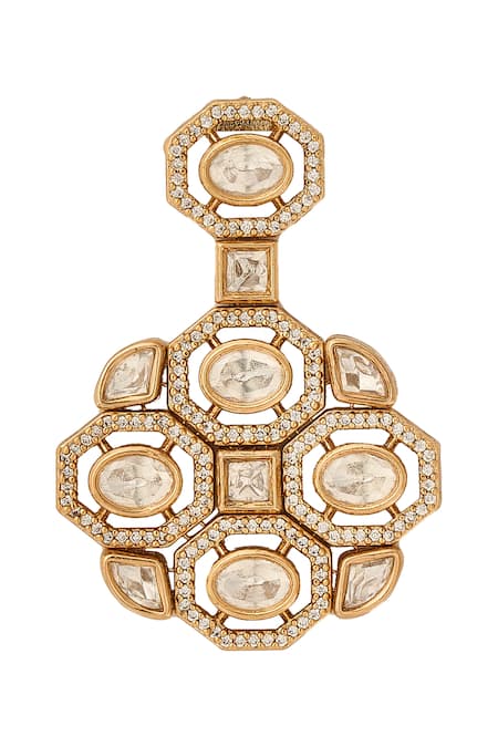 Nazaakat By Samara Singh White Stones Gold And Brass Jewellery Set at Aza Fashions Nazaakat By Samara Singh_White Stones Gold And Brass Jewellery Set _at_Aza_Fashions