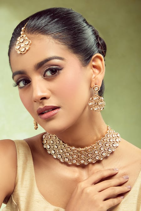 Samyukta Singhania Gold & White Brass Jewellery Set 