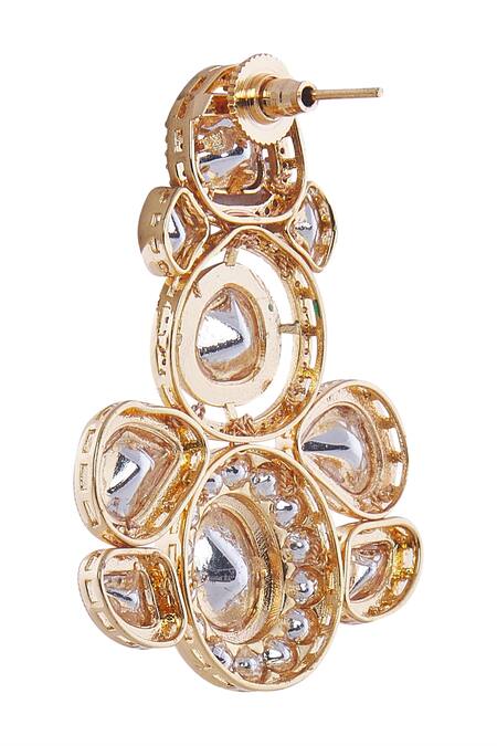 Nazaakat By Samara Singh_Green Crystals And Gold Brass Necklace Set _at_Aza_Fashions