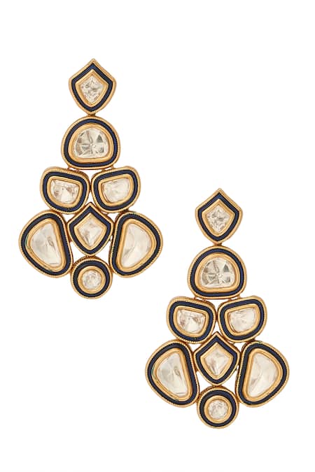 Shop Nazaakat By Samara Singh Blue Brass And Gold Jewellery Set Shop_Nazaakat By Samara Singh_Blue Brass And Gold Jewellery Set