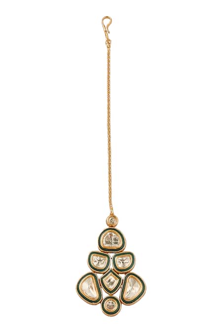 Nazaakat By Samara Singh Green Stones And Gold Brass Jewellery Set Online at Aza Fashions Nazaakat By Samara Singh_Green Stones And Gold Brass Jewellery Set _Online_at_Aza_Fashions
