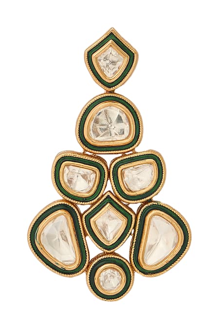 Nazaakat By Samara Singh Green Stones And Gold Brass Jewellery Set at Aza Fashions Nazaakat By Samara Singh_Green Stones And Gold Brass Jewellery Set _at_Aza_Fashions