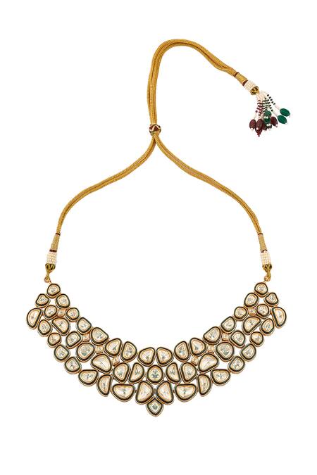 Buy Nazaakat By Samara Singh Green Stones And Gold Brass Jewellery Set Buy_Nazaakat By Samara Singh_Green Stones And Gold Brass Jewellery Set