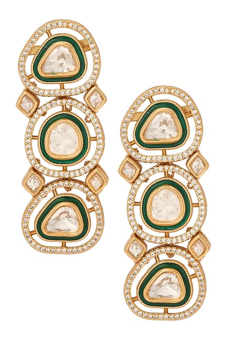 Buy Nazaakat By Samara Singh Green And Gold Brass Jewellery Set Online at Aza Fashions Buy_Nazaakat By Samara Singh_Green And Gold Brass Jewellery Set _Online_at_Aza_Fashions