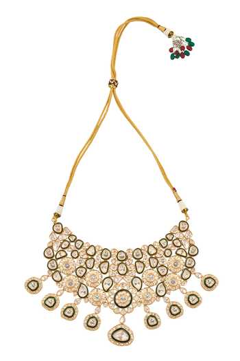 Buy_Nazaakat By Samara Singh_Green Stones And Gold Brass Jewellery Set _Online_at_Aza_Fashions