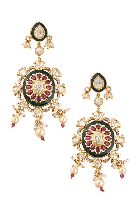 Buy_Nazaakat By Samara Singh_Gold Plated And Red Jewellery Set 