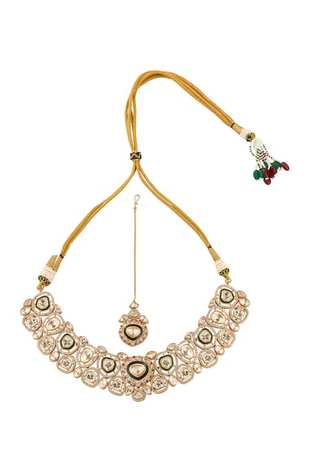 Shop_Nazaakat By Samara Singh_Green Traditional And Ruby Jewellery Set _Online_at_Aza_Fashions