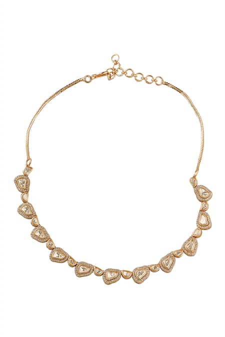 Nazaakat By Samara Singh Gold Plated Stones And White Necklace Set at Aza Fashions Nazaakat By Samara Singh_Gold Plated Stones And White Necklace Set _at_Aza_Fashions