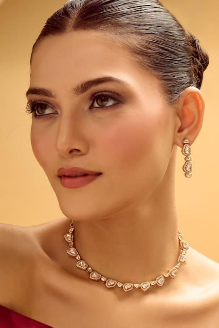 Buy Nazaakat By Samara Singh Gold Plated Stones And White Necklace Set Buy_Nazaakat By Samara Singh_Gold Plated Stones And White Necklace Set