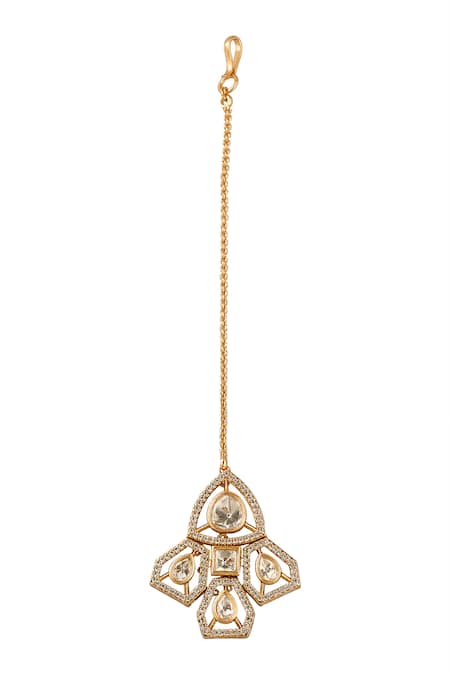 Nazaakat By Samara Singh_White Stones Gold And Embellished Jewellery Set _Online_at_Aza_Fashions