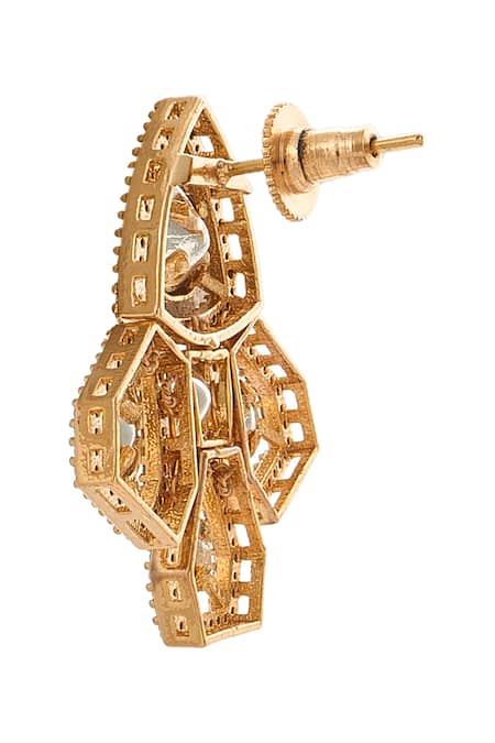 Buy_Nazaakat By Samara Singh_White Stones Gold And Embellished Jewellery Set _Online_at_Aza_Fashions