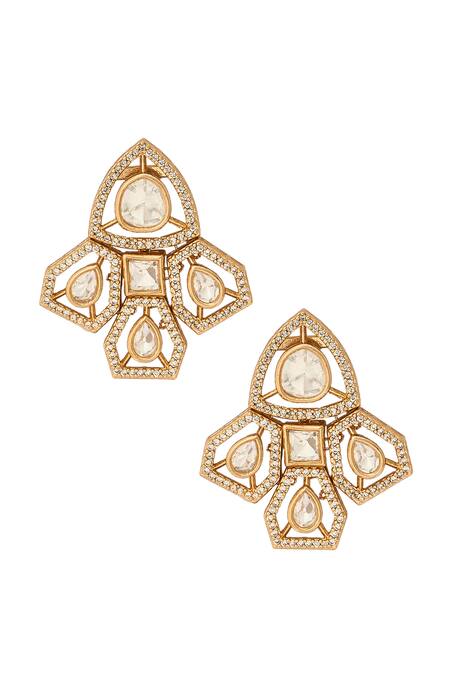 Nazaakat By Samara Singh_White Stones Gold And Embellished Jewellery Set _at_Aza_Fashions