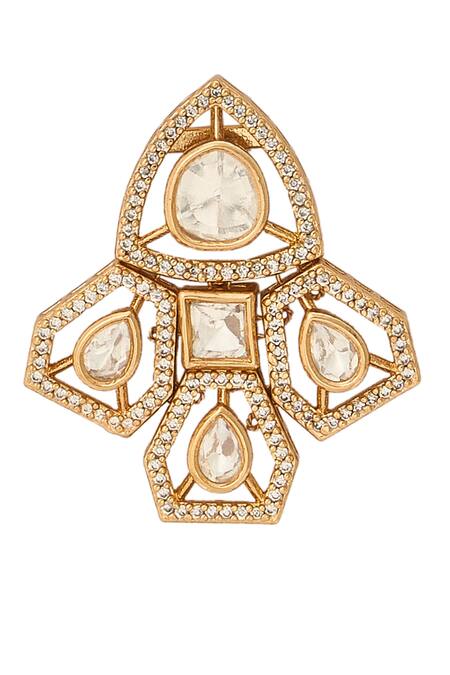 Buy_Nazaakat By Samara Singh_White Stones Gold And Embellished Jewellery Set 