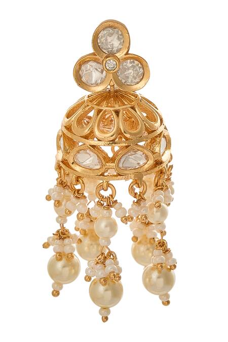 Buy_Nazaakat By Samara Singh_White Pearls Brass Embellished Jewellery Set _Online_at_Aza_Fashions