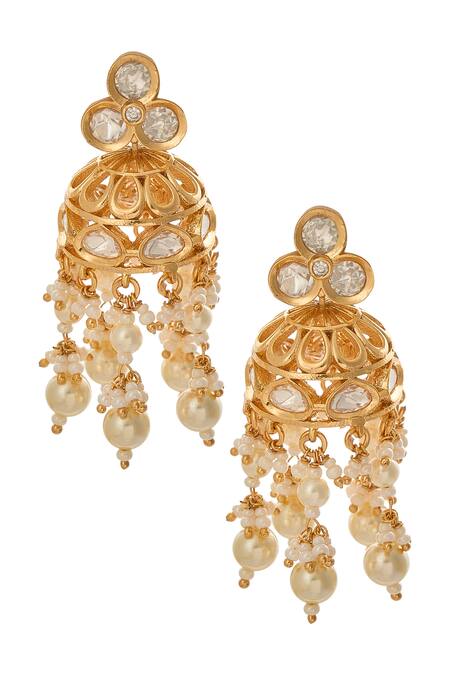 Buy_Nazaakat By Samara Singh_White Pearls Brass Embellished Jewellery Set 