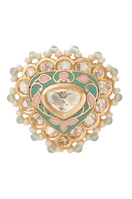 Nazaakat By Samara Singh Cream Brass Beaded Necklace And Earring Set at Aza Fashions Nazaakat By Samara Singh_Cream Brass Beaded Necklace And Earring Set _at_Aza_Fashions