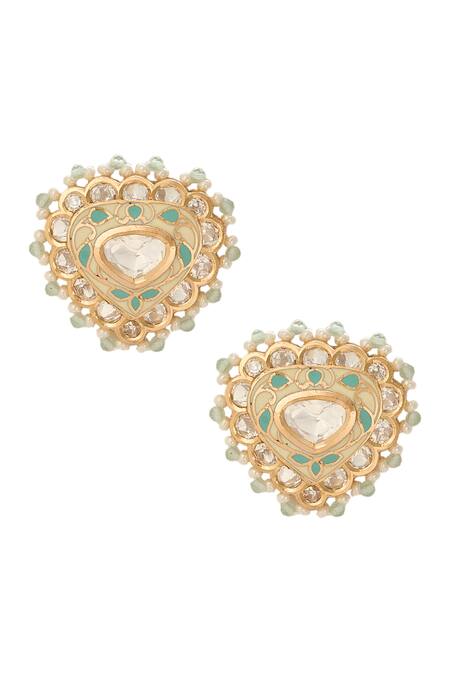 Shop_Nazaakat By Samara Singh_Cream Mint And Creme Embellished Jewellery Set _Online_at_Aza_Fashions