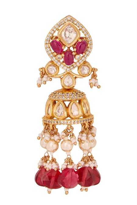 Nazaakat By Samara Singh Red Stones Ruby Embellished Jewellery Set at Aza Fashions Nazaakat By Samara Singh_Red Stones Ruby Embellished Jewellery Set _at_Aza_Fashions