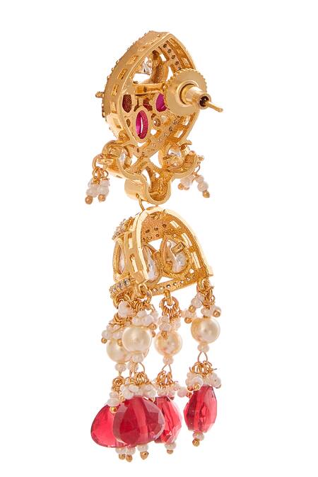 Buy Nazaakat By Samara Singh Red Stones Ruby Embellished Jewellery Set Buy_Nazaakat By Samara Singh_Red Stones Ruby Embellished Jewellery Set