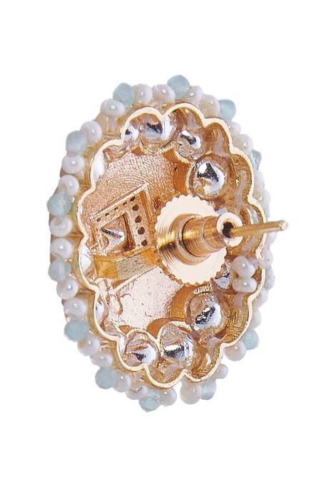 Nazaakat By Samara Singh_Cream Creme And Mint Traditional Jewellery Set _at_Aza_Fashions