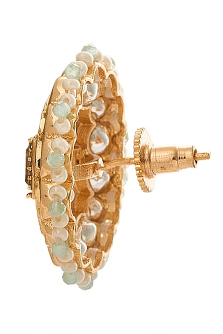 Nazaakat By Samara Singh_Mint And Pink Brass Jewellery Set _Online_at_Aza_Fashions