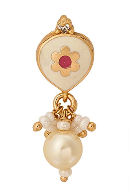 Buy Nazaakat By Samara Singh Cream Pearls Creme And Ruby Brass Jewellery Set Online at Aza Fashions Buy_Nazaakat By Samara Singh_Cream Pearls Creme And Ruby Brass Jewellery Set _Online_at_Aza_Fashions