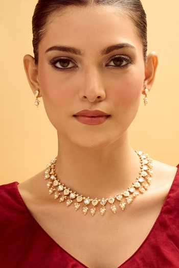 Buy Nazaakat By Samara Singh Cream Pearls Creme And Mint Brass Necklace Set Buy_Nazaakat By Samara Singh_Cream Pearls Creme And Mint Brass Necklace Set