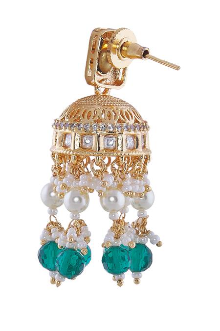 Nazaakat By Samara Singh Cream Pearls Creme Green Brass Jewellery Set Online at Aza Fashions Nazaakat By Samara Singh_Cream Pearls Creme Green Brass Jewellery Set _Online_at_Aza_Fashions