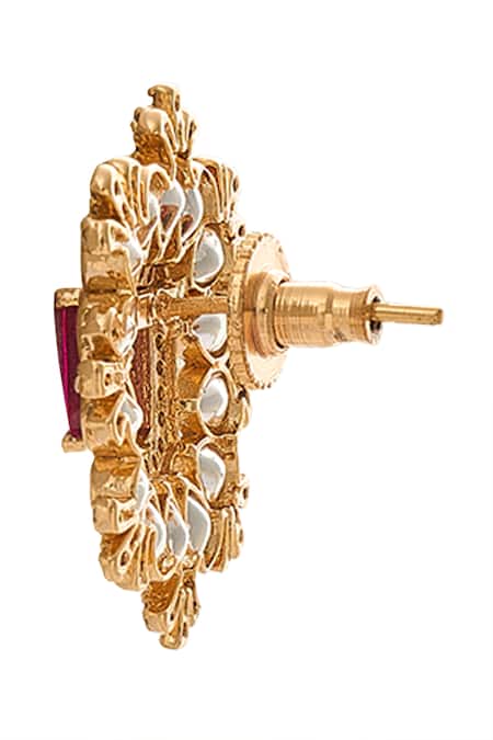 Nazaakat By Samara Singh Red Stones Ruby Brass Necklace And Earring Set Online at Aza Fashions Nazaakat By Samara Singh_Red Stones Ruby Brass Necklace And Earring Set _Online_at_Aza_Fashions