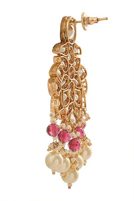 Nazaakat By Samara Singh Red Pearls, Stones Ruby Brass Necklace And Earring Set Online at Aza Fashions Nazaakat By Samara Singh_Red Pearls, Stones Ruby Brass Necklace And Earring Set _Online_at_Aza_Fashions