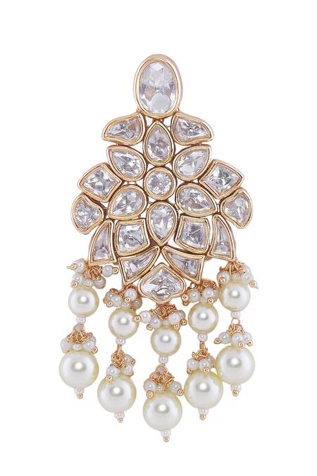 Shop Nazaakat By Samara Singh Pink Rhinestones, Pearls Brass Necklace And Earring Set Online at Aza Fashions Shop_Nazaakat By Samara Singh_Pink Rhinestones, Pearls Brass Necklace And Earring Set _Online_at_Aza_Fashions