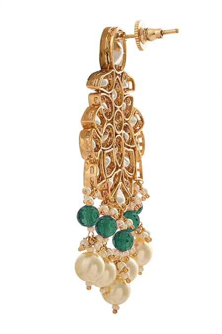 Nazaakat By Samara Singh_Green Beads, Pearls Beaded Necklace And Earring Set _Online_at_Aza_Fashions