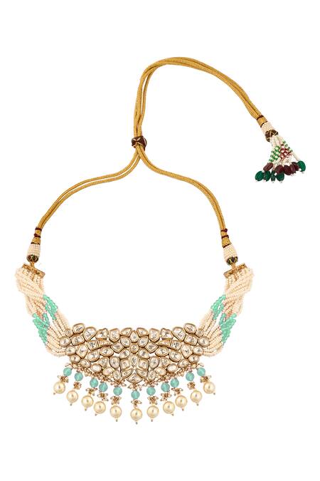 Buy Nazaakat By Samara Singh Green Pearls Brass Beaded Jewellery Set Online at Aza Fashions Buy_Nazaakat By Samara Singh_Green Pearls Brass Beaded Jewellery Set _Online_at_Aza_Fashions