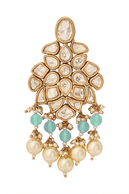 Nazaakat By Samara Singh Green Pearls Brass Beaded Jewellery Set at Aza Fashions Nazaakat By Samara Singh_Green Pearls Brass Beaded Jewellery Set _at_Aza_Fashions