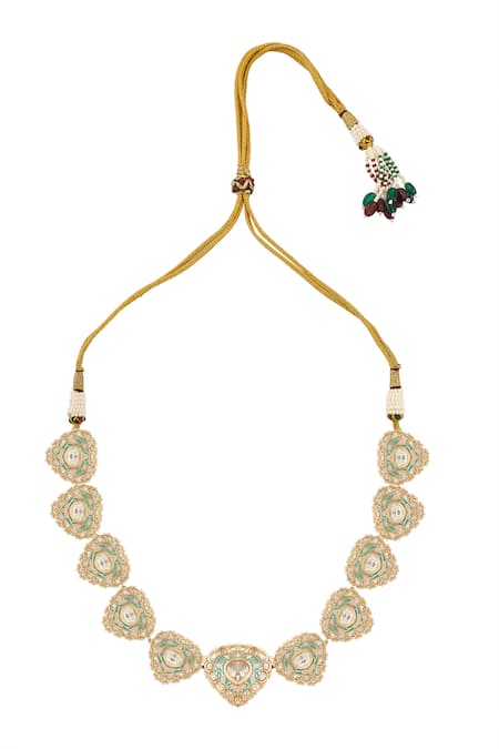 Nazaakat By Samara Singh_Mint And Pink Decorative Jewellery Set _at_Aza_Fashions